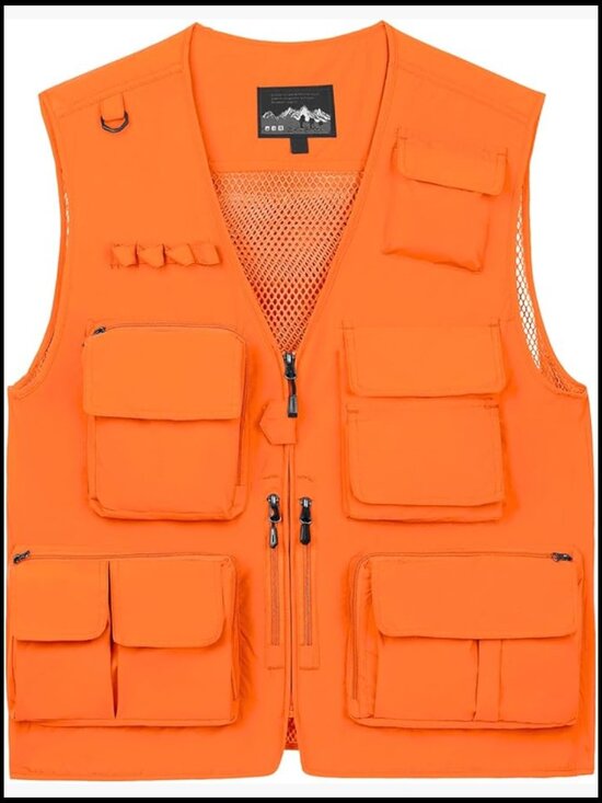 Other - Men's Utility Cargo Vest with Multi Pockets, Polyester, Outdoor Travel Work